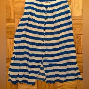 EUC Tracy Reese blue and white linen blend skirt